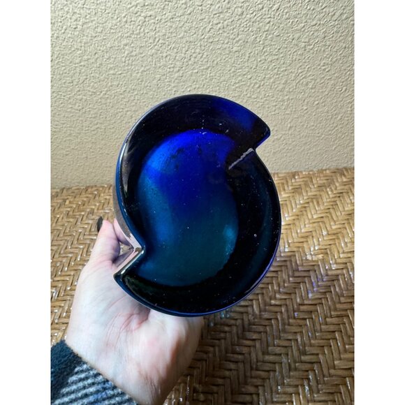 BOHEMIAN Blown Glass Blue Green Vase Made in Czech Republic 10”x4” - Picture 7 of 10